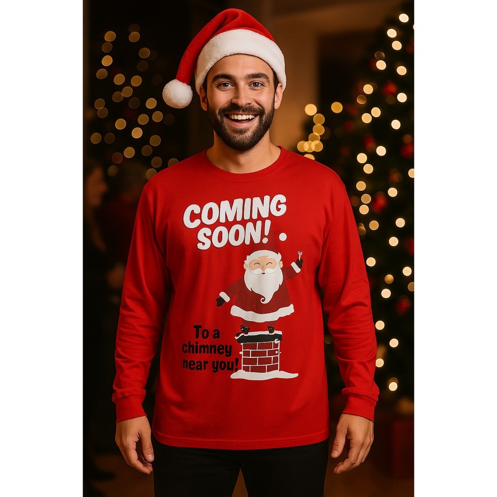 Jammies For Your‎ Families Santa Christmas Top 4XB Red Long Sleeve Graphic Tee